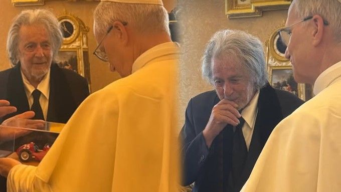 Al Pacino, primer actor en ser recibido por el papa León XIV: sorprende su mirada hacia el pontífice
