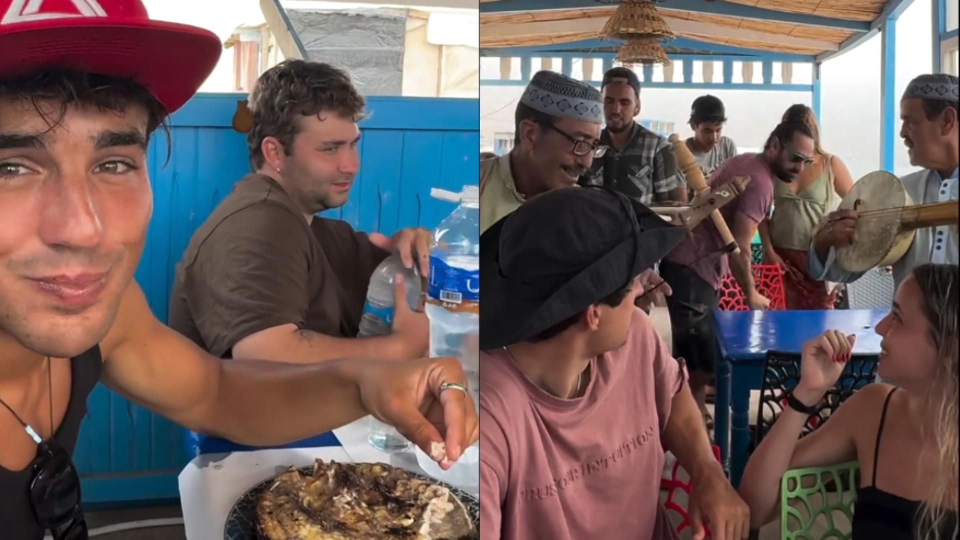 Ana Mena y Óscar Casas, comiendo juntos durante su viaje a Marruecos