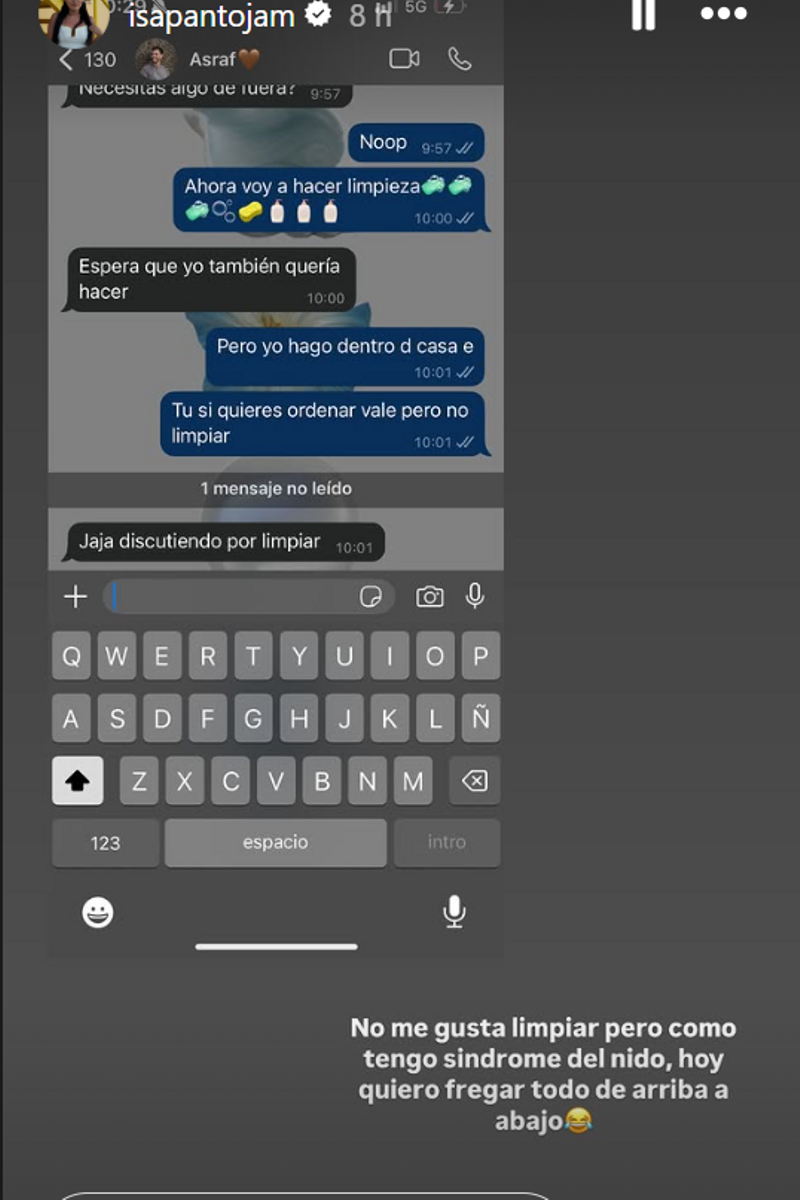 El chat de una conversación entre Isa Pantoja y Asraf Beno