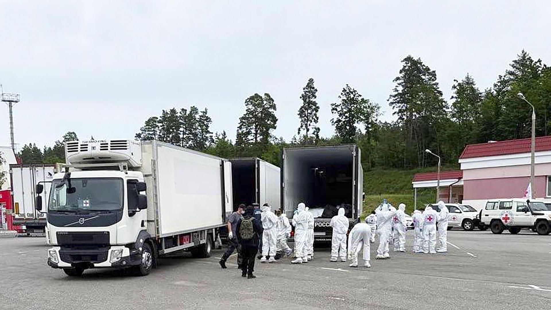 Traslado de cadáveres de soldados ucranianos, como parte de los acuerdos de Estambul entre Rusia y Ucrania.