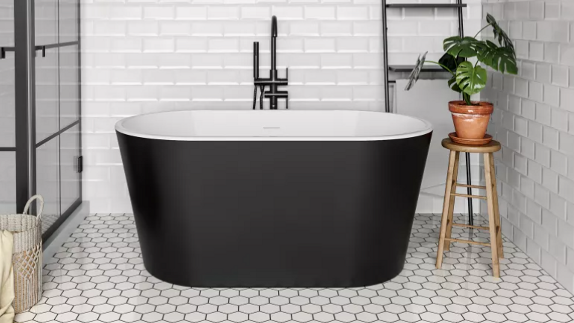Bañera de vaso de color negro