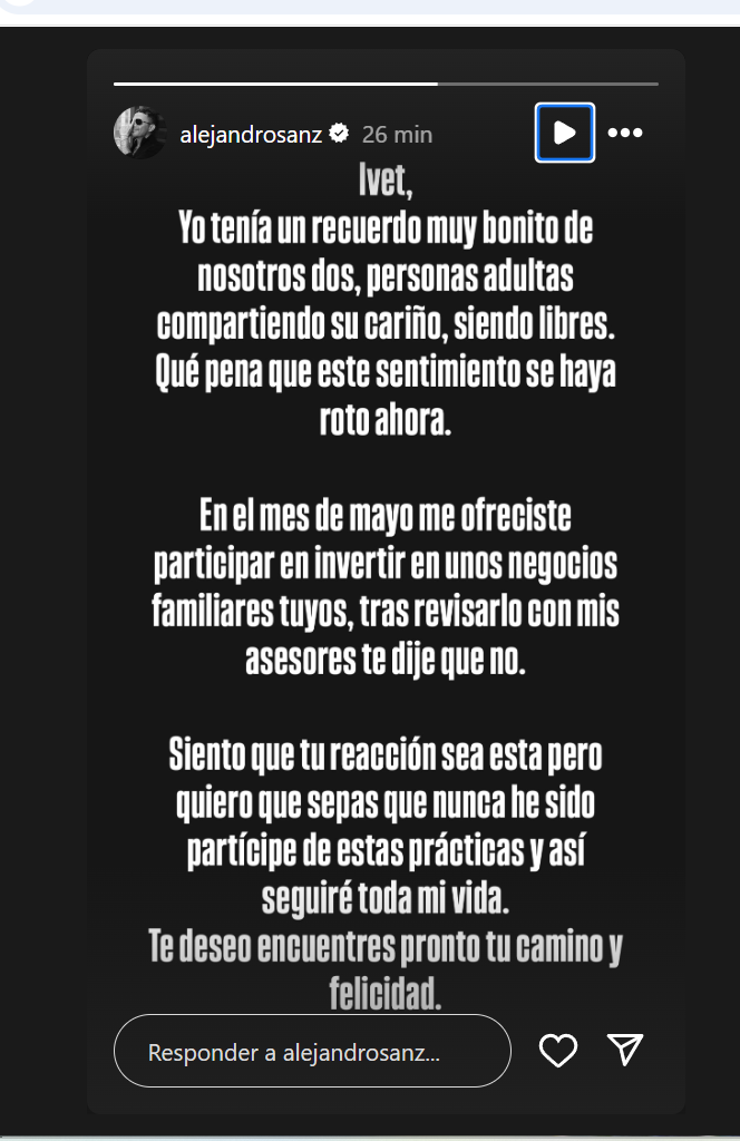 El comunicado de Alejandro Sanz en redes