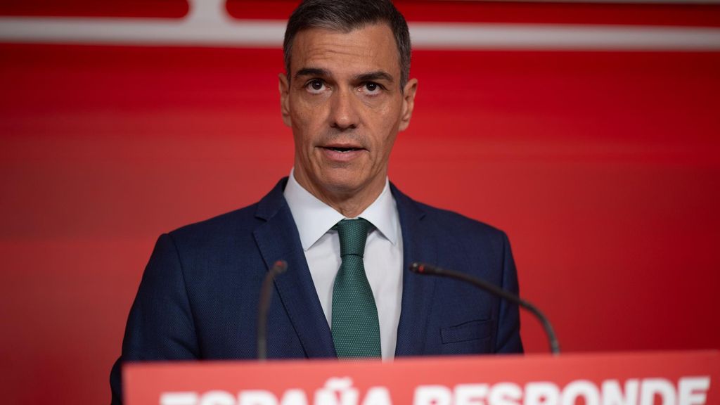 El presidente del Gobierno, Pedro Sánchez, en una comparecencia ante los medios de comunicación
