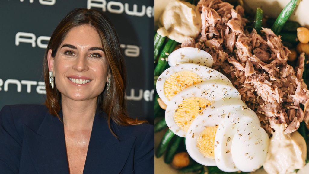 Lourdes Montes y una ensalada, en un montaje de fotos