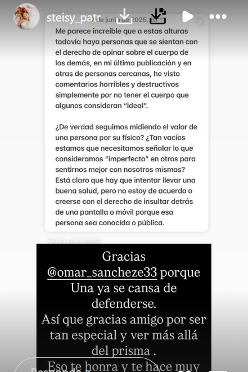 Patricia Steisy agradece a Omar Sánchez sus palabras