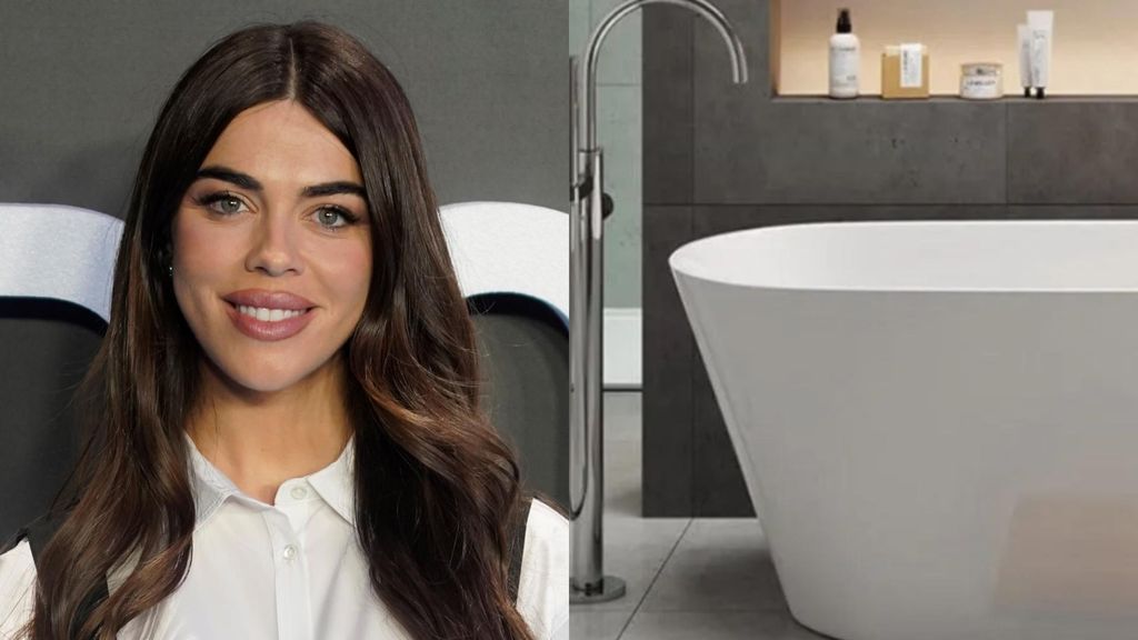 Violeta Mangriñan y una bañera de vaso, en un montaje de fotos