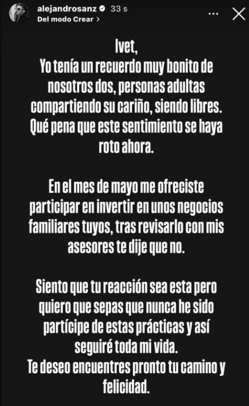 El mensaje de Alejandro Sanz