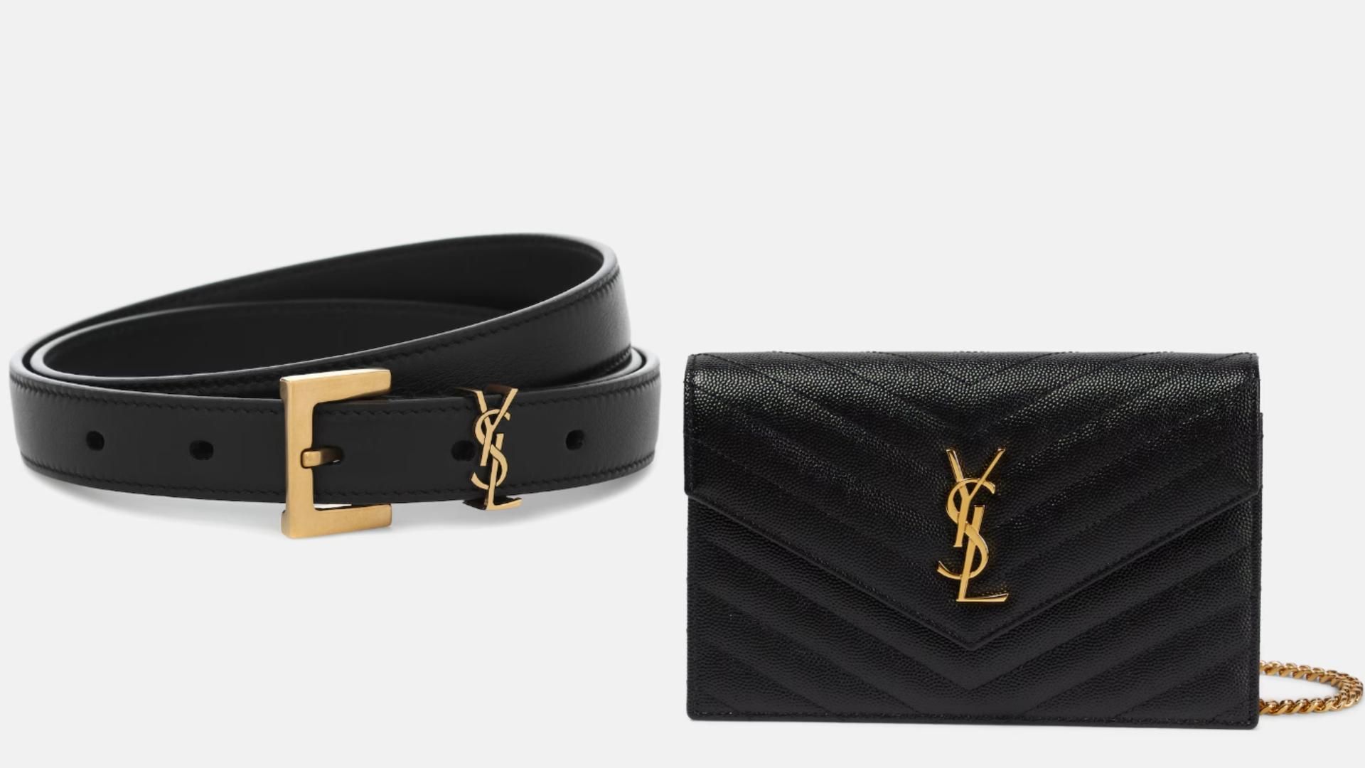Cinturón y bolso de YSL, en un montaje de fotos