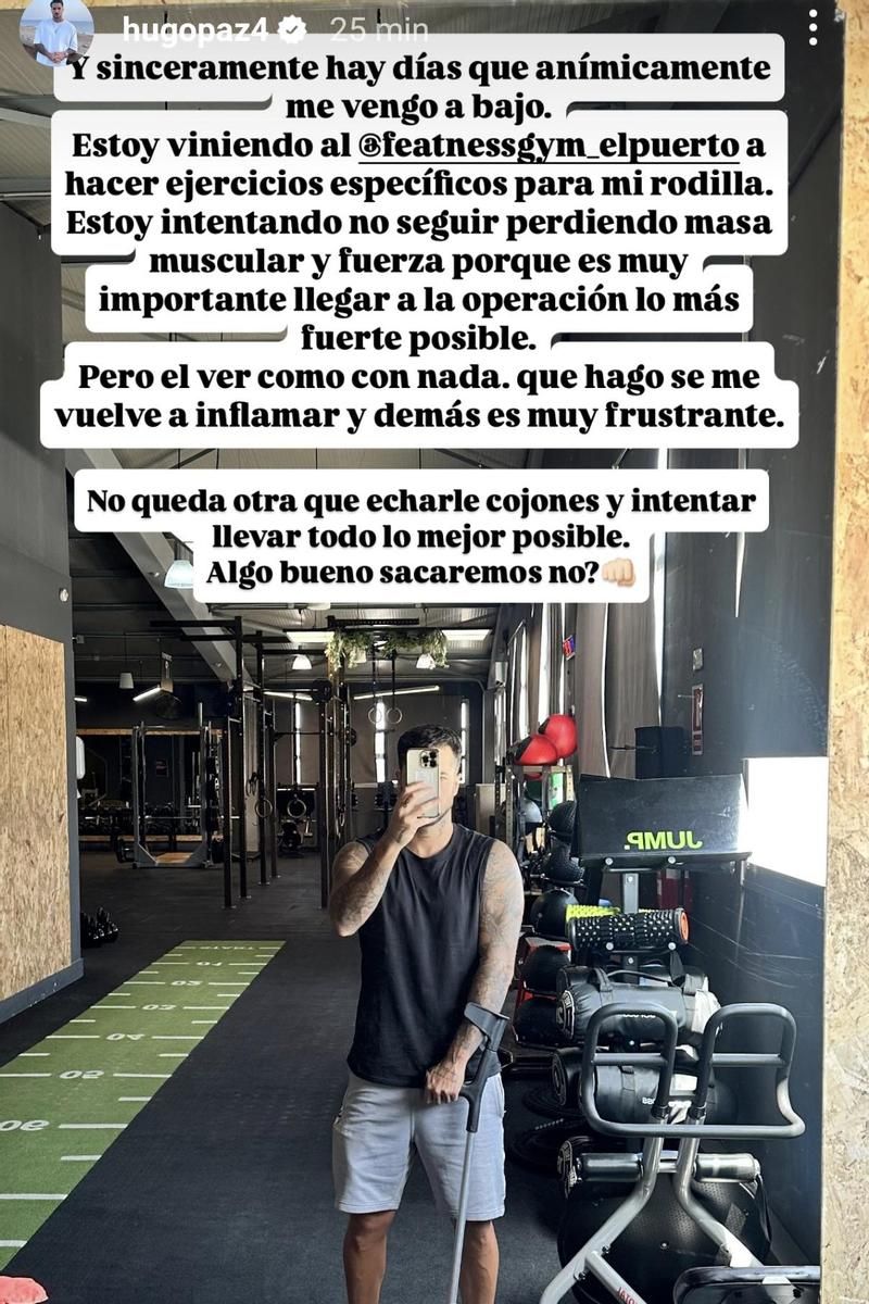 Hugo Paz actualiza su estado de salud tras su complicada lesión