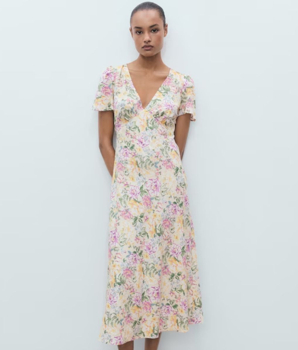Vestido de lino con estampado floral