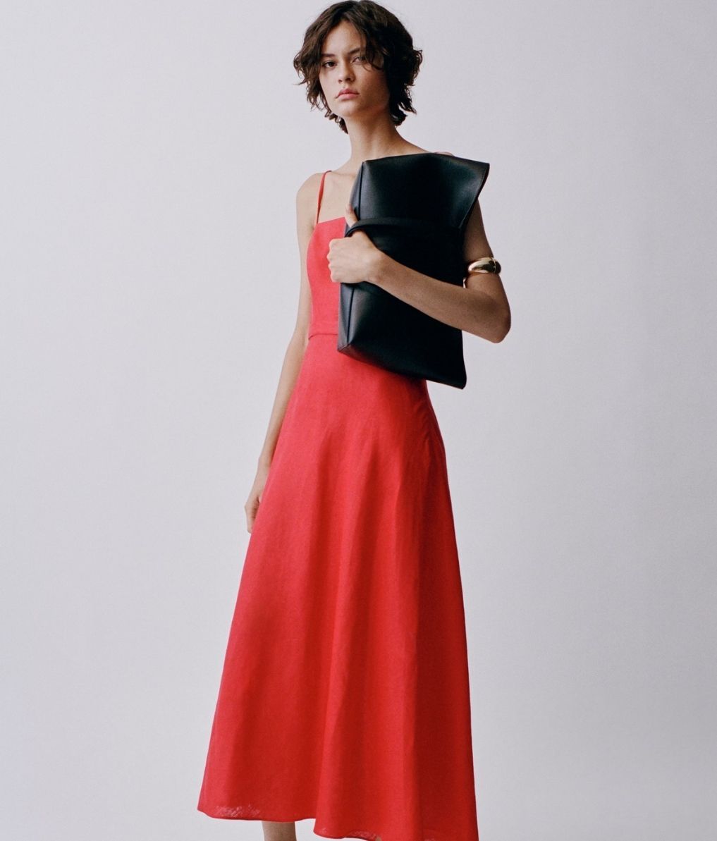 Vestido de lino rojo