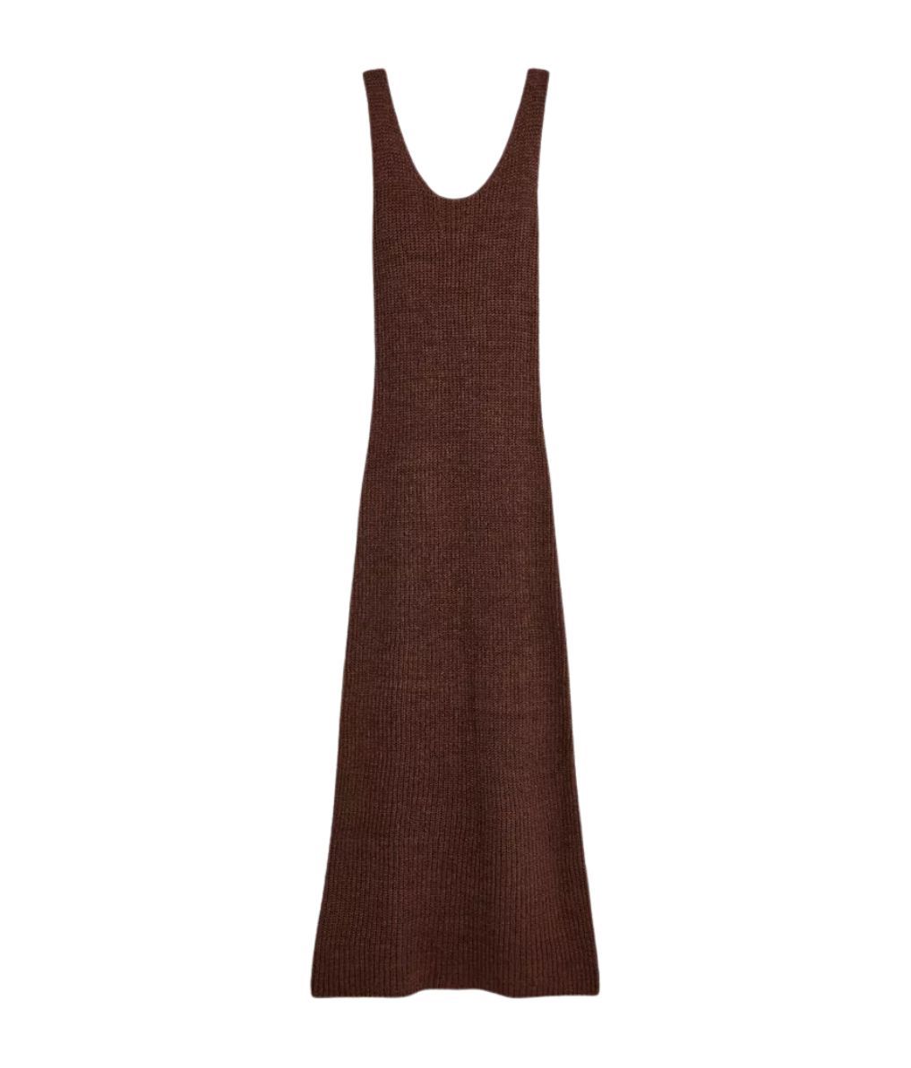 Vestido de punto marrón chocolate