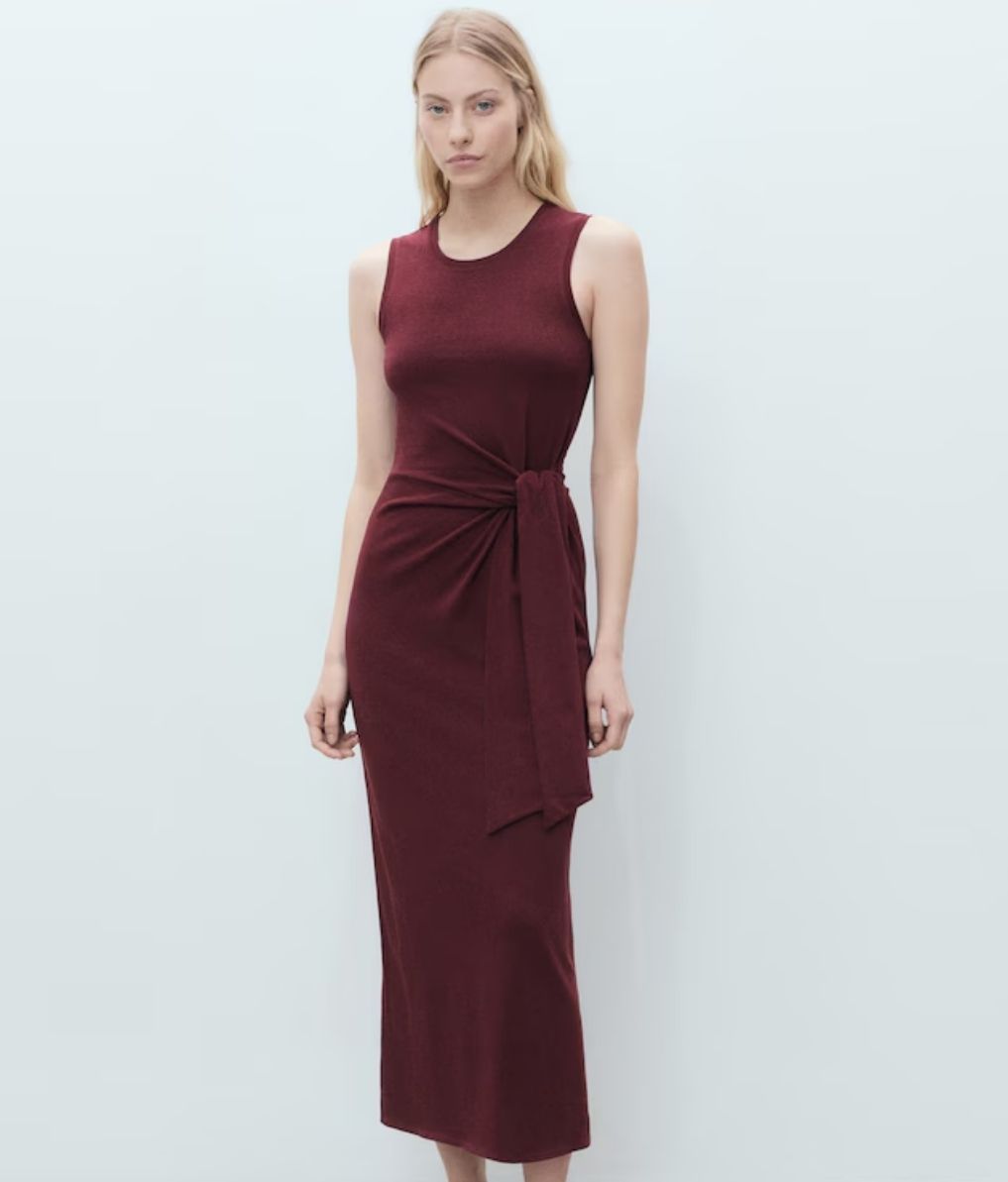 Vestido midi de algodón con nudo