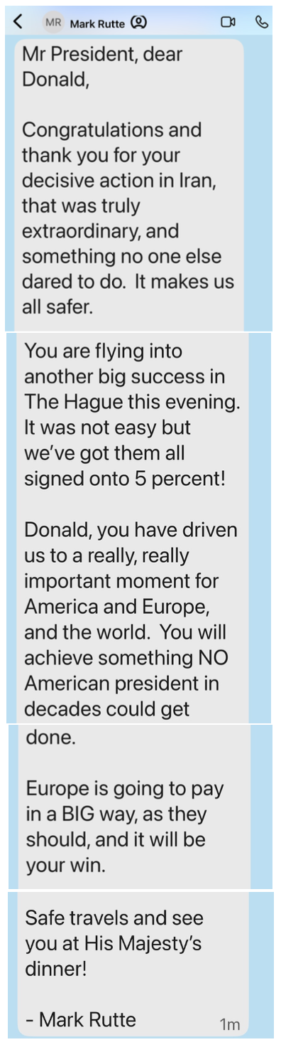 El mensaje de Mark Rutte a Donald Trump