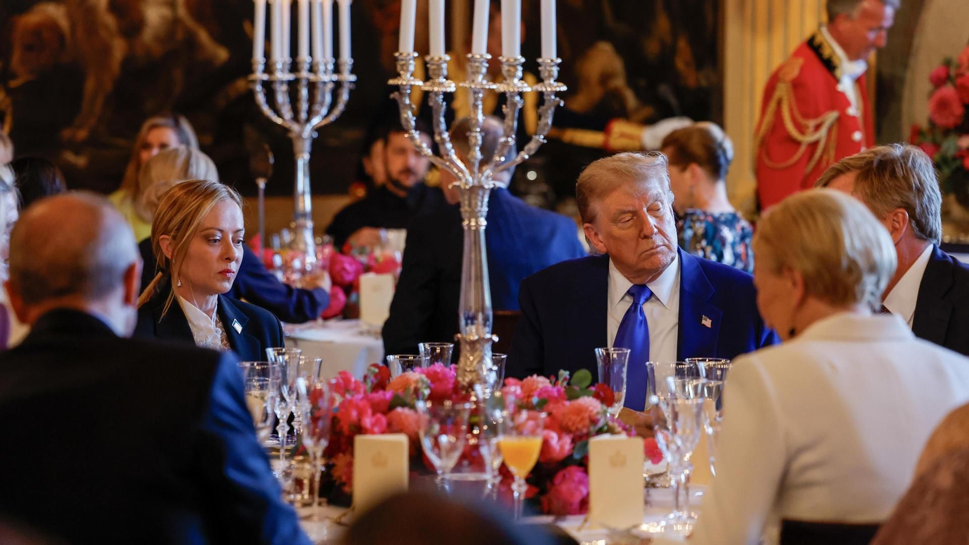 Giorgia Meloni, Donald Trump y el rey de los Países Bajos