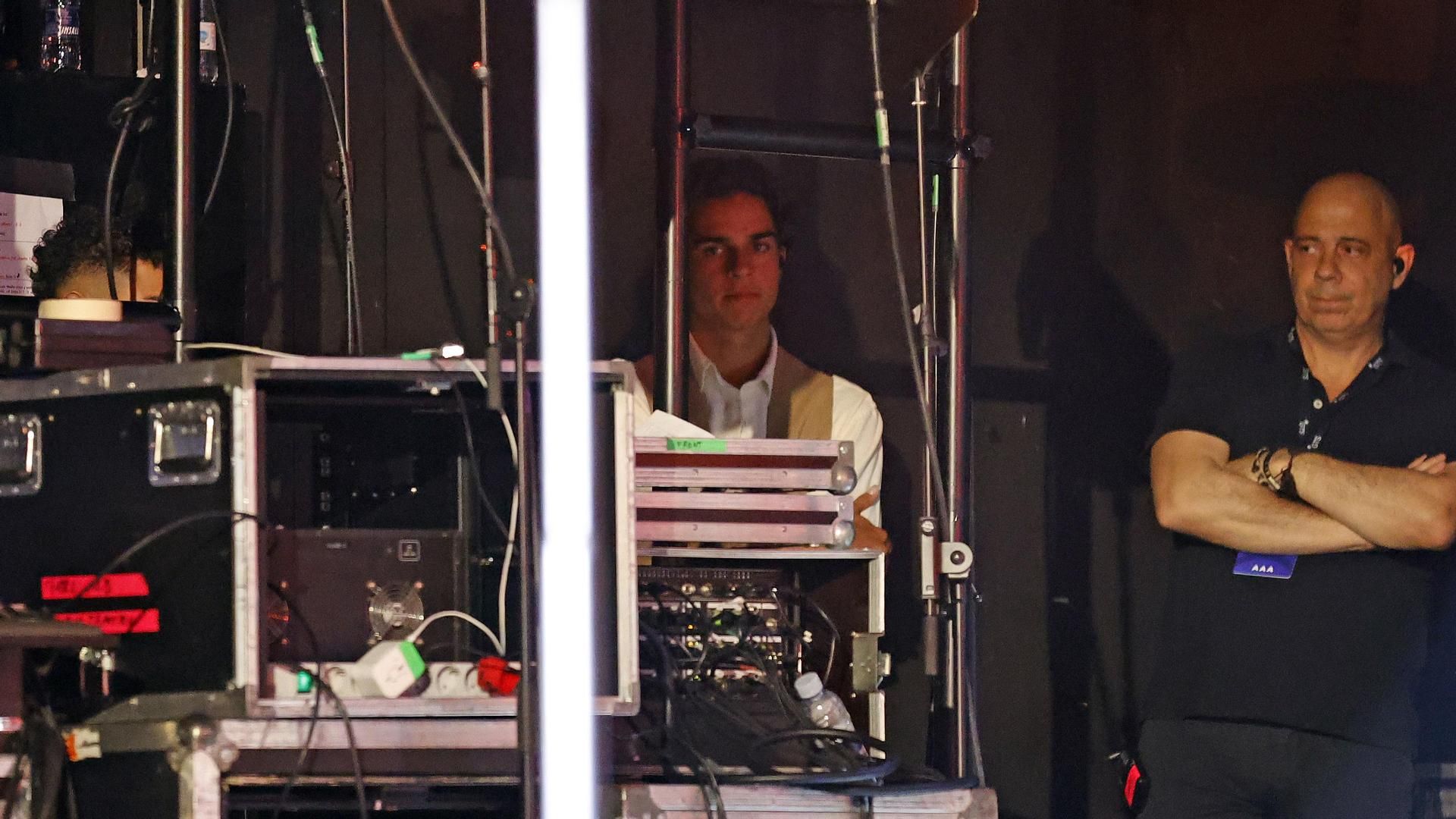 Pedro Antonio Lazaga, en el escenario de un concierto de su madre