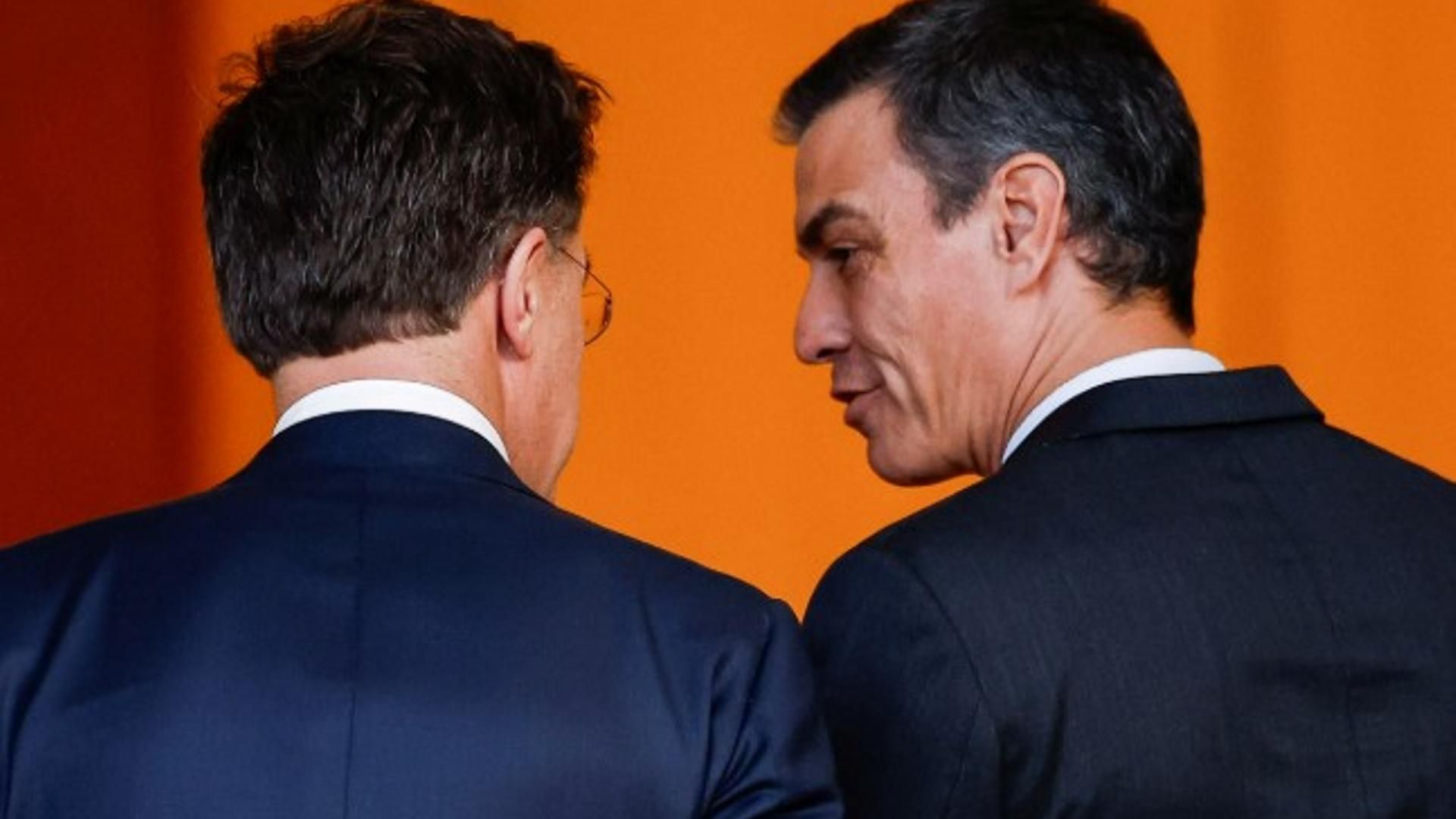 El presidente de España, Pedro Sánchez y el jefe de la OTAN, Mark Rutte.