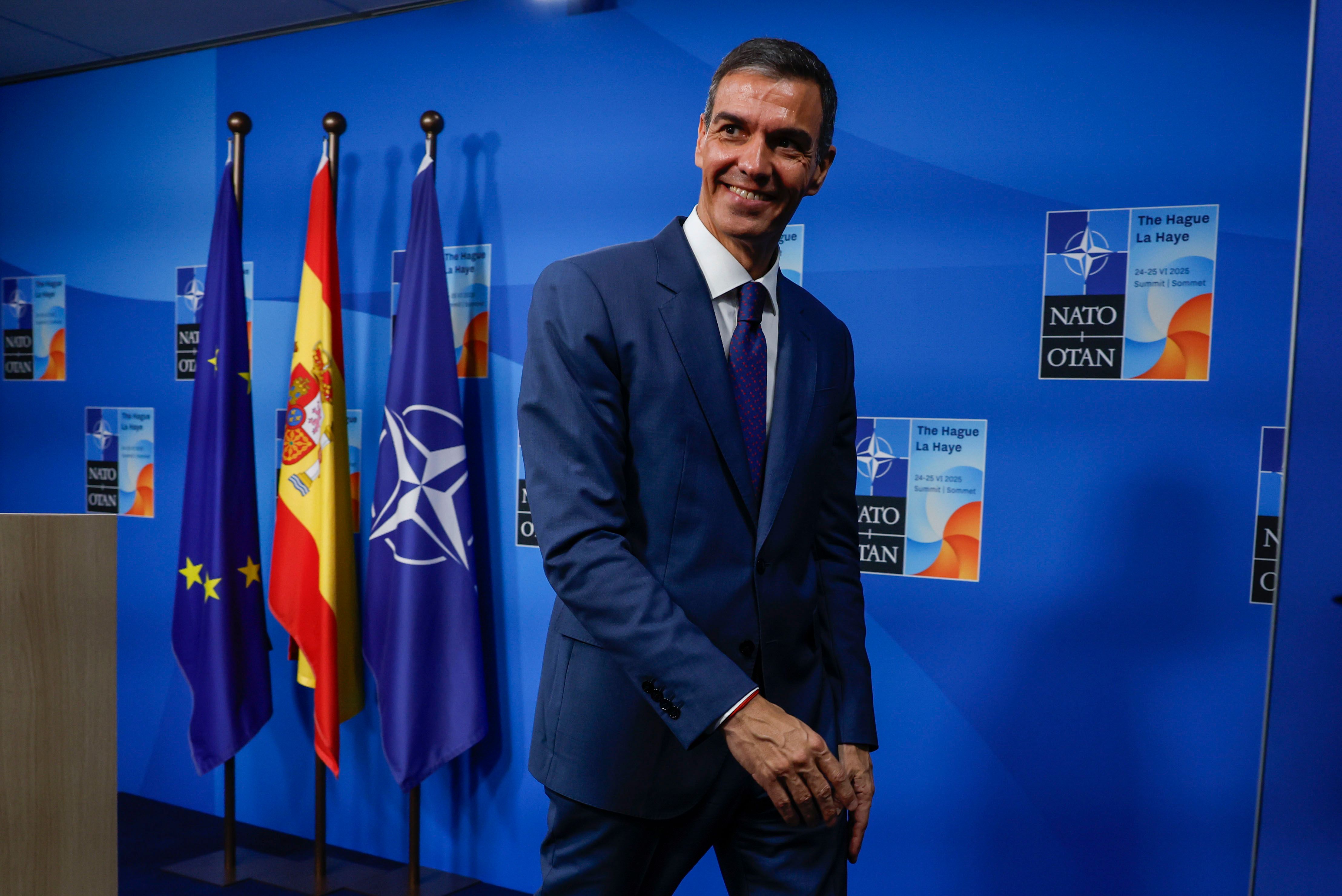Pedro Sánchez, tras la rueda de prensa posterior a la Cumbre de la OTAN en La Haya