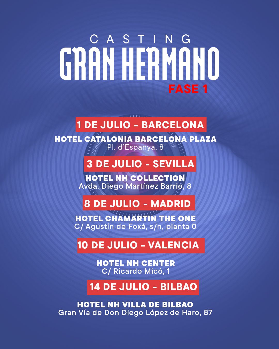 GH Casting presencial Primera fase fechas vertical