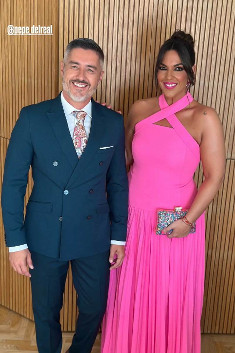 Adriana Dorronsoro y Pepe del Real, en la boda de Marta López y Alejandro Huerta