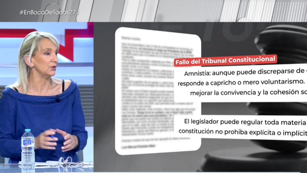 Carolina Bescansa, fundadora de Podemos, se pronuncia sobre si cree que la amnistía es constitucional