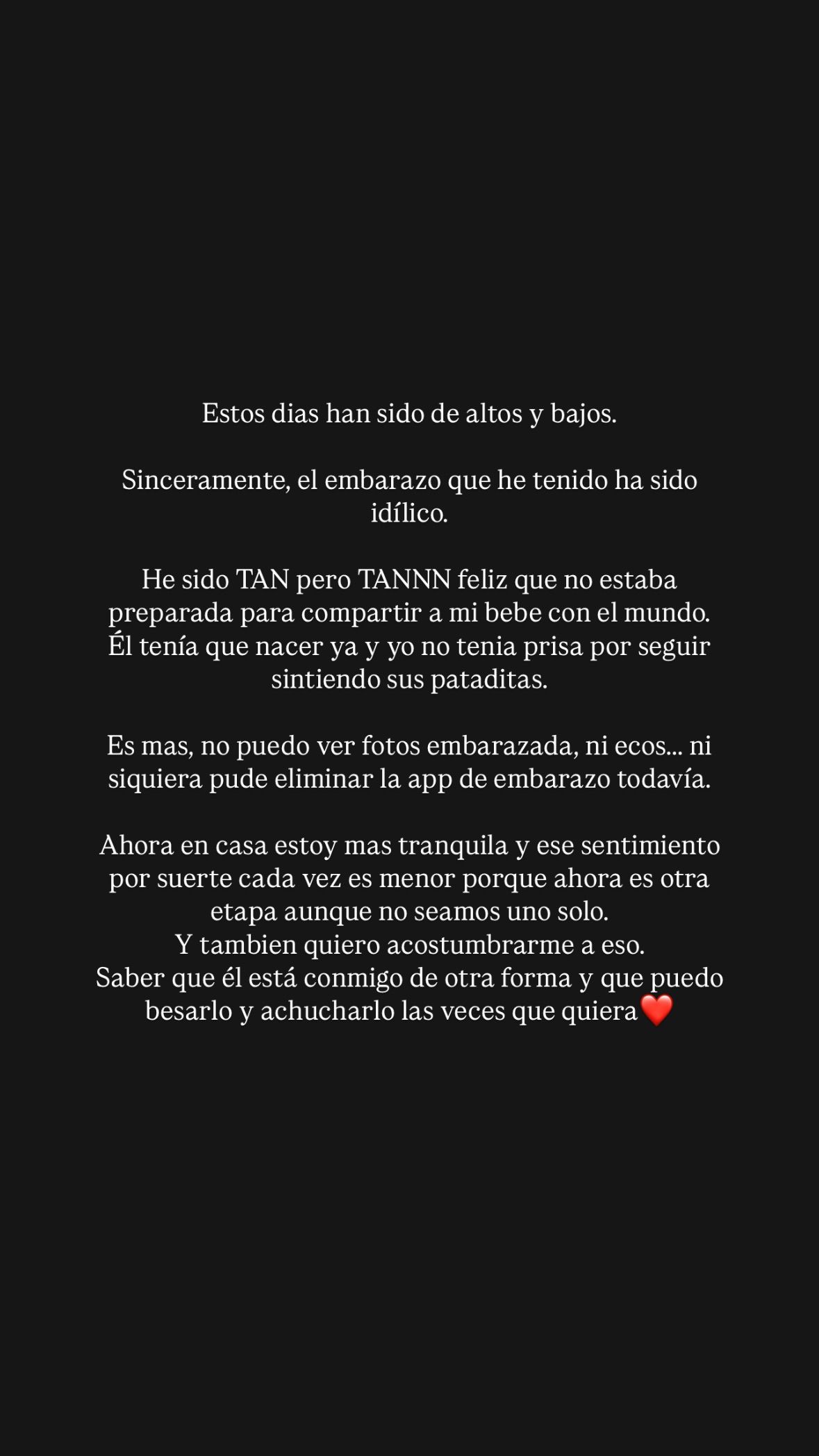 Isa Pantoja y su postparto
