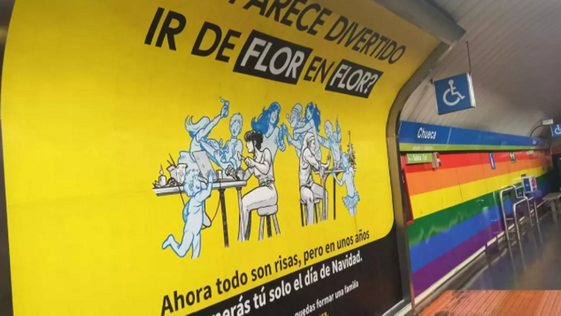 Un provocador cartel en el metro avisa que "ir de flor en flor" te hará quedarte solo en Navidad