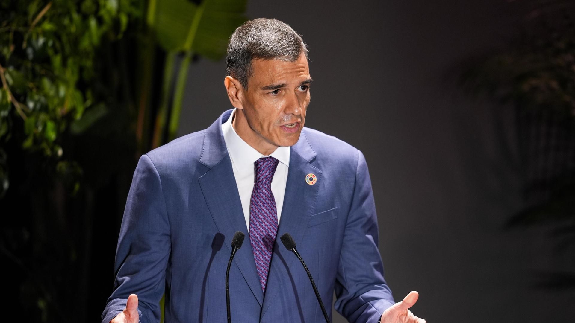 El presidente del Gobierno de España, Pedro Sánchez, durante la inauguración de la cumbre Global Citizen Now en Sevilla