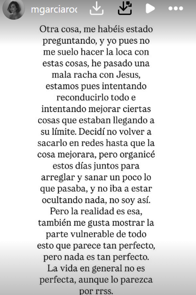 Marina García habla de su crisis de pareja con Jesús Sánchez