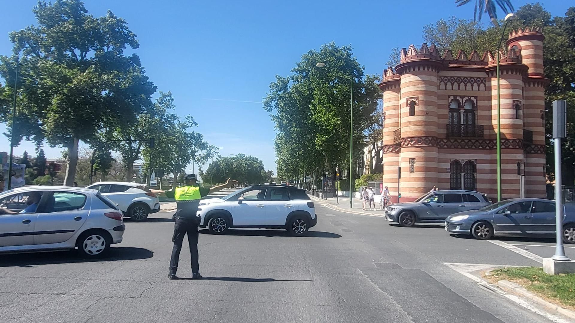 Corte de tráfico en el centro de Sevilla con motivo de la Cumbre de la ONU