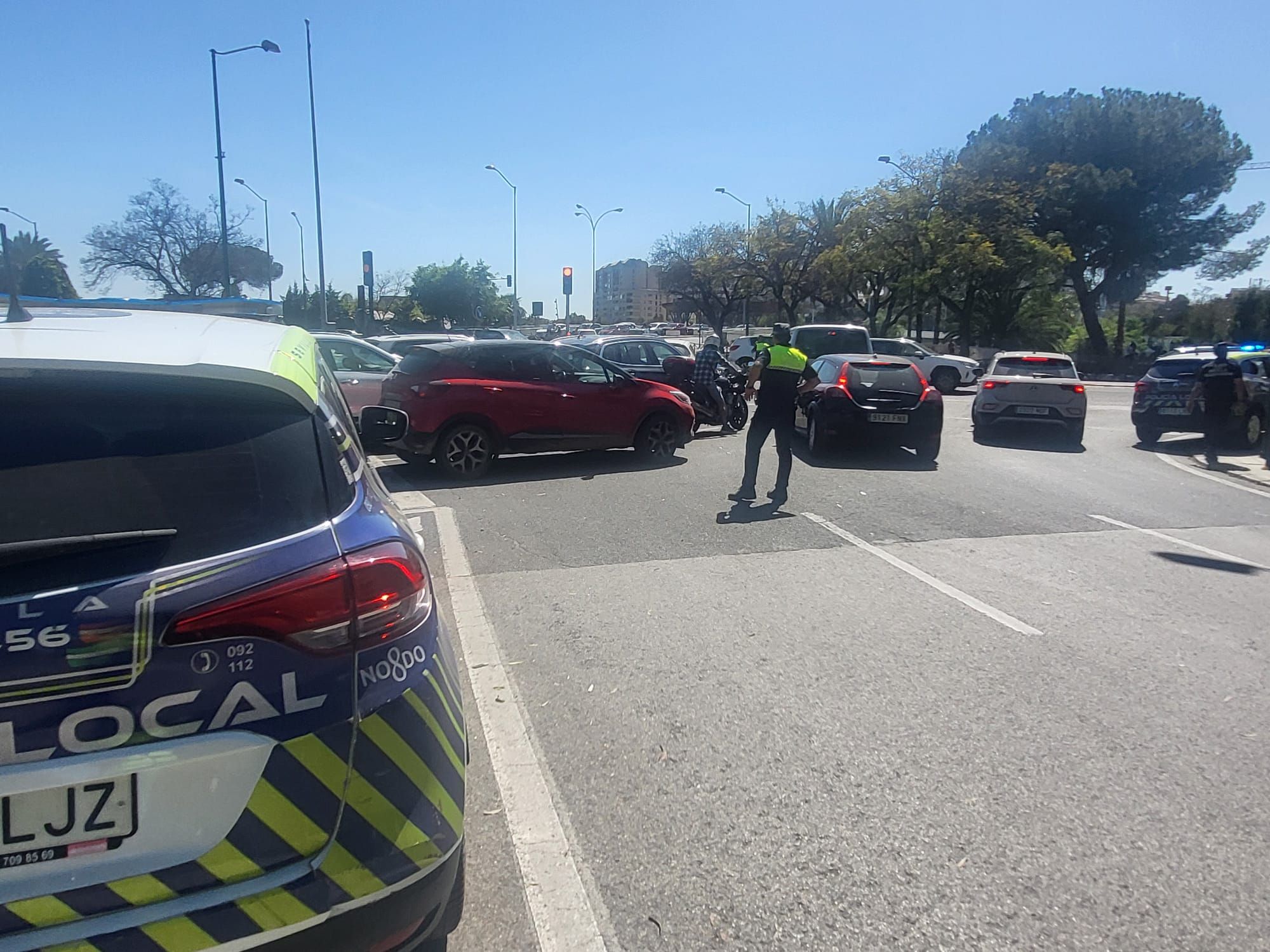 Cortes de tráfico y atascos en el centro de Sevilla con motivo de la Cumbre de la ONU