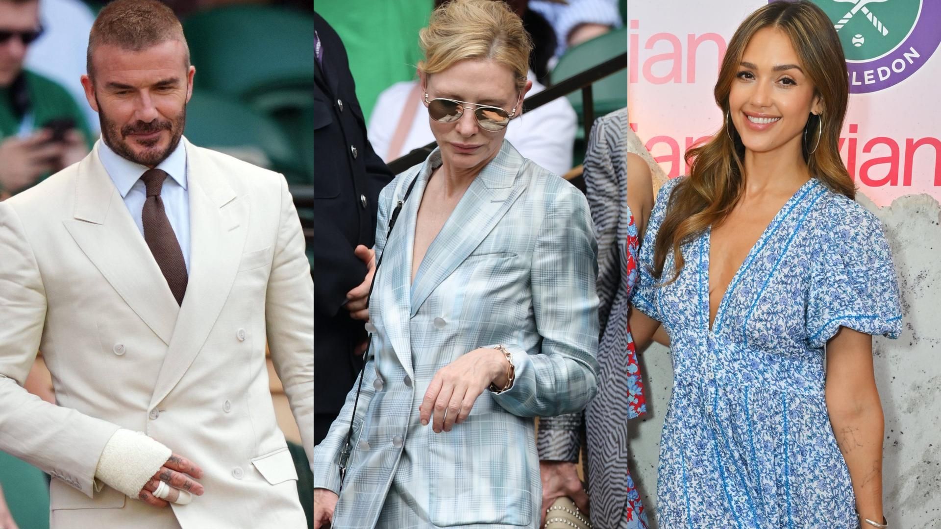 David Beckham, Cate Blanchett y Jessica Alba, en un montaje de fotos David Beckham, Cate Blanchett y Jessica Alba, en un montaje de fotos