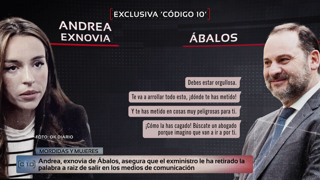 Exclusiva | 'Código 10' recibe una carta de Andrea de la Torre, expareja de Ábalos: "Denuncia que le está amenazando"