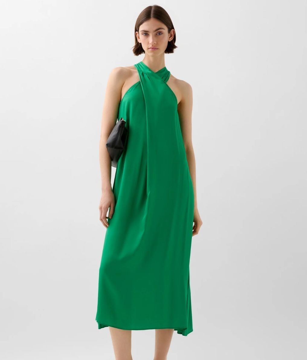 Vestido halter verde esmeralda