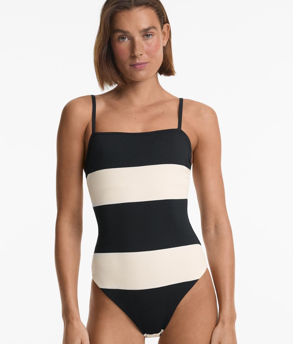 Bañador bandeau piqué rayas – Oysho