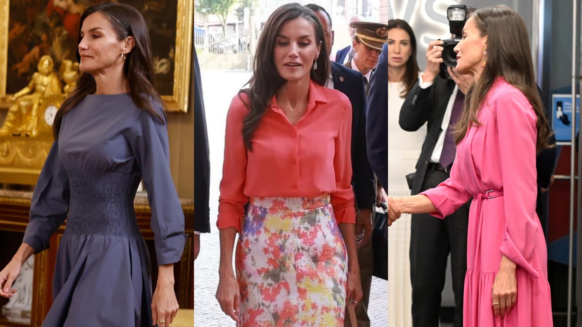 La reina Letizia, en sus tres últimas apariciones, en un montaje de fotos