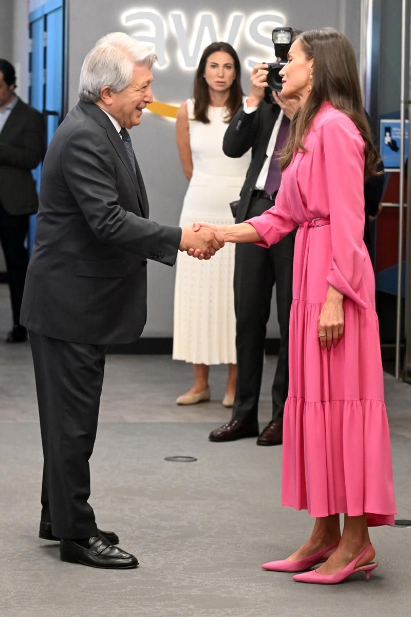 La reina Letizia, saludando a Enrique Cerezo