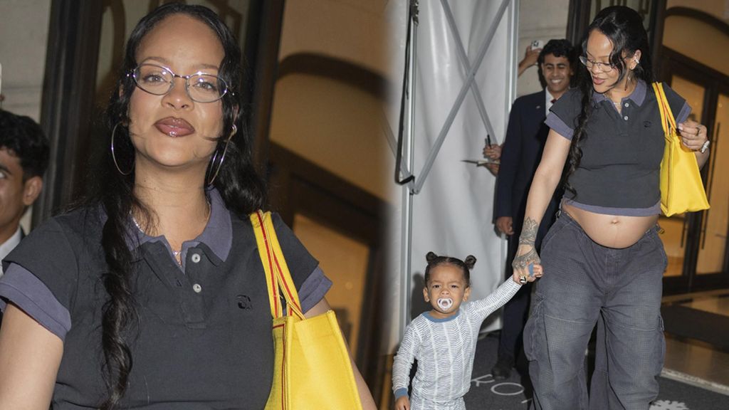Rihanna, con su hijo, en la Semana de la Moda de París
