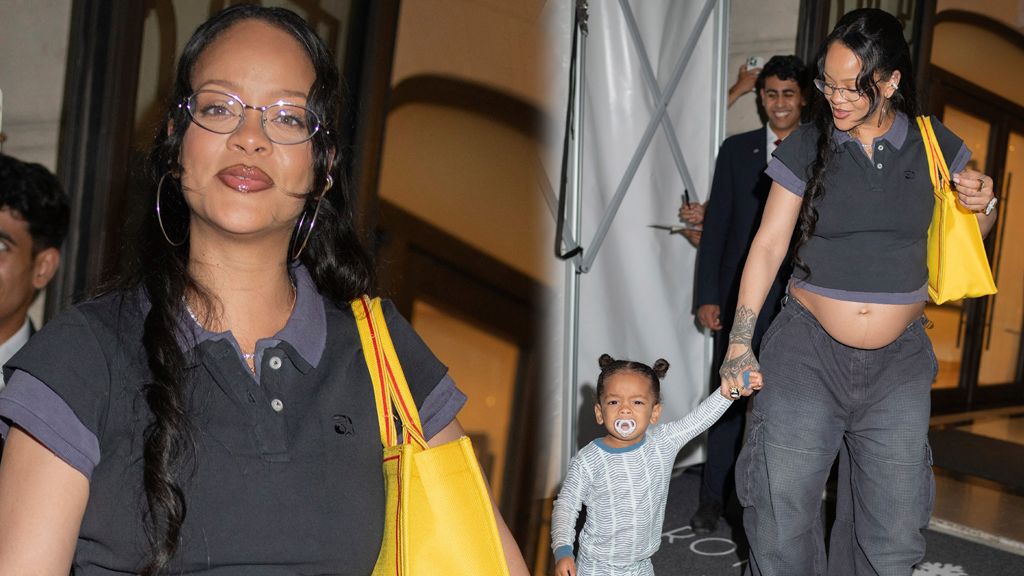 Rihanna, con su hijo, en la Semana de la Moda de París