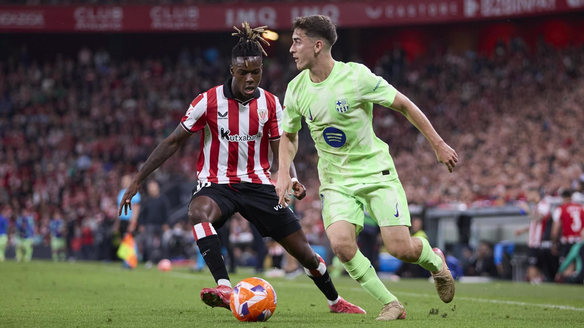 El jugador del Athletic Club, Nico Williams, en un duelo liguero ante el FC Barcelona