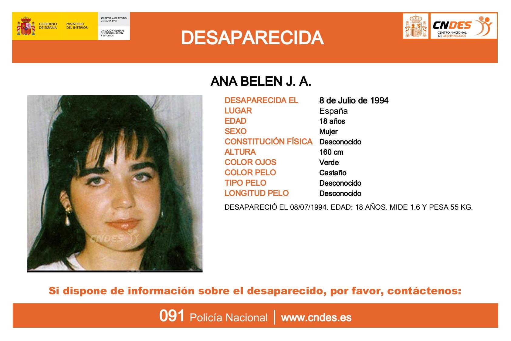 Uno de los carteles de alerta por la desaparición de Ana Belén Jiménez