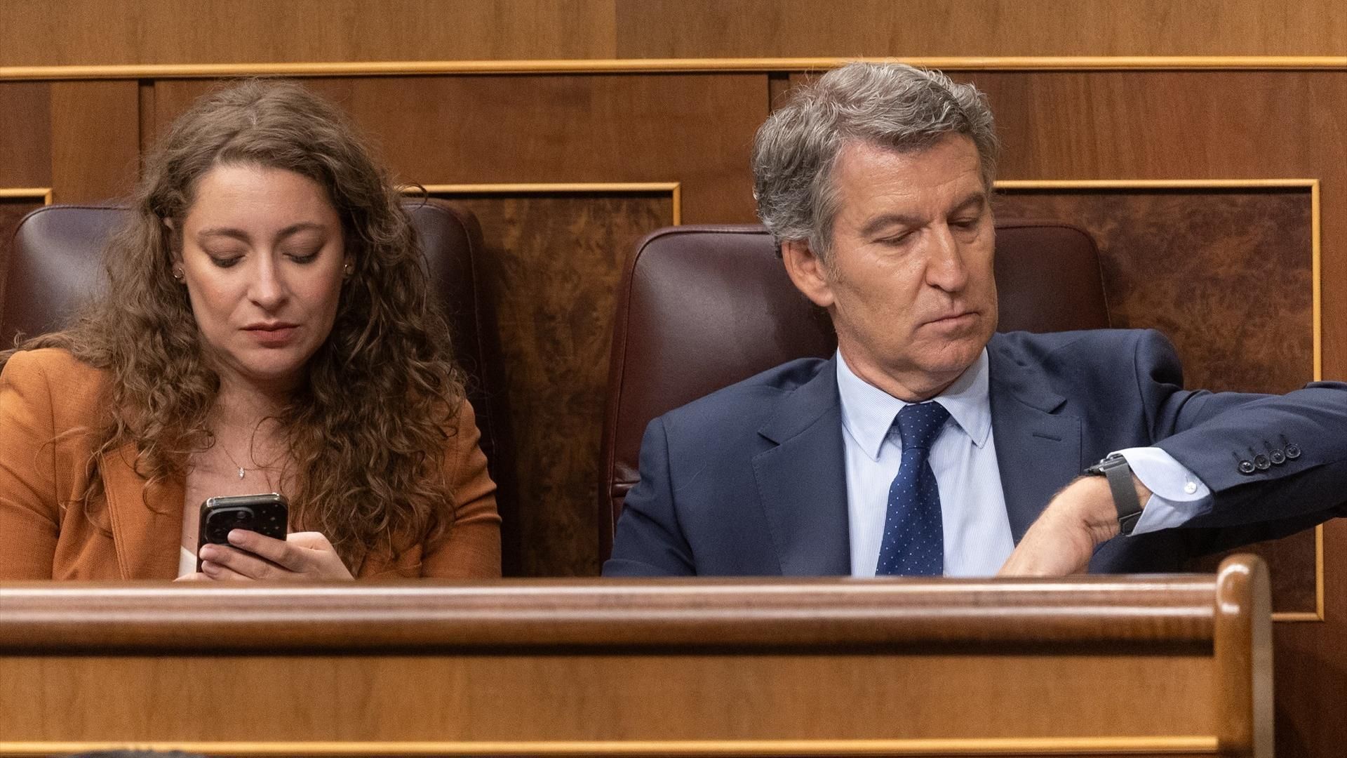 El líder del PP, durante la sesión en el Congreso de los Diputados.