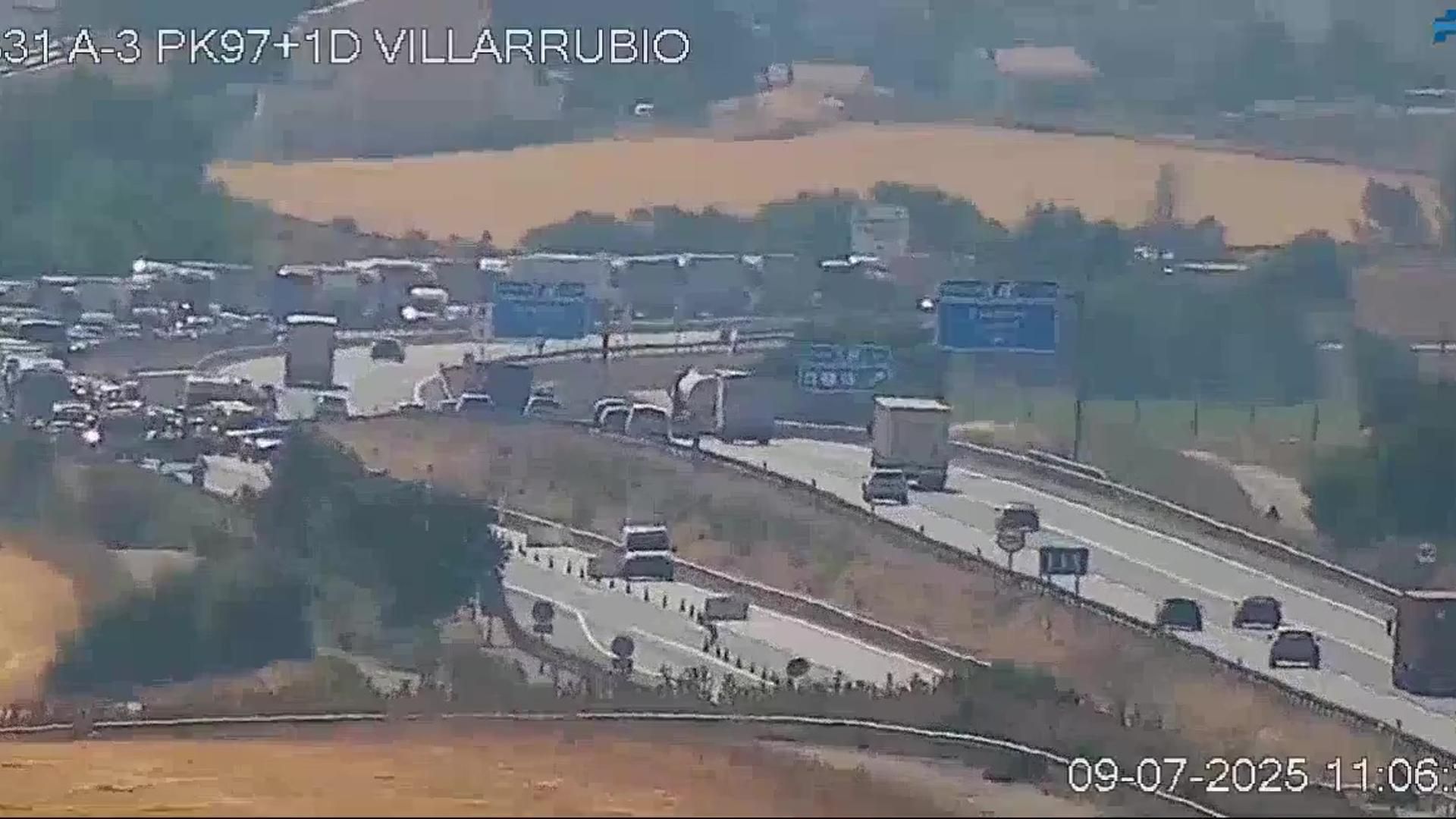 Pantallazo de las cámaras de la DGT en el punto de la A-3 donde se ha producido el accidente