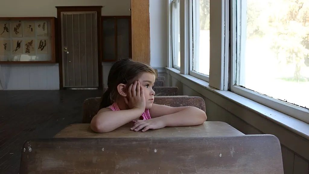 Una niña fija mirando hacia el exterior