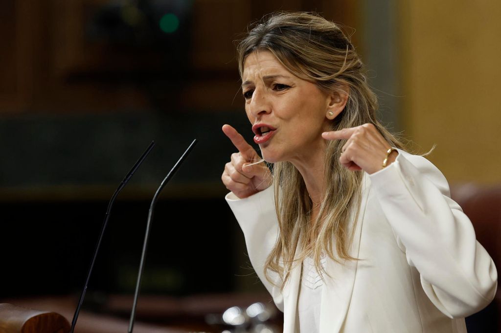 Yolanda Díaz en su dura intervención contra la corrupción en el Congreso.