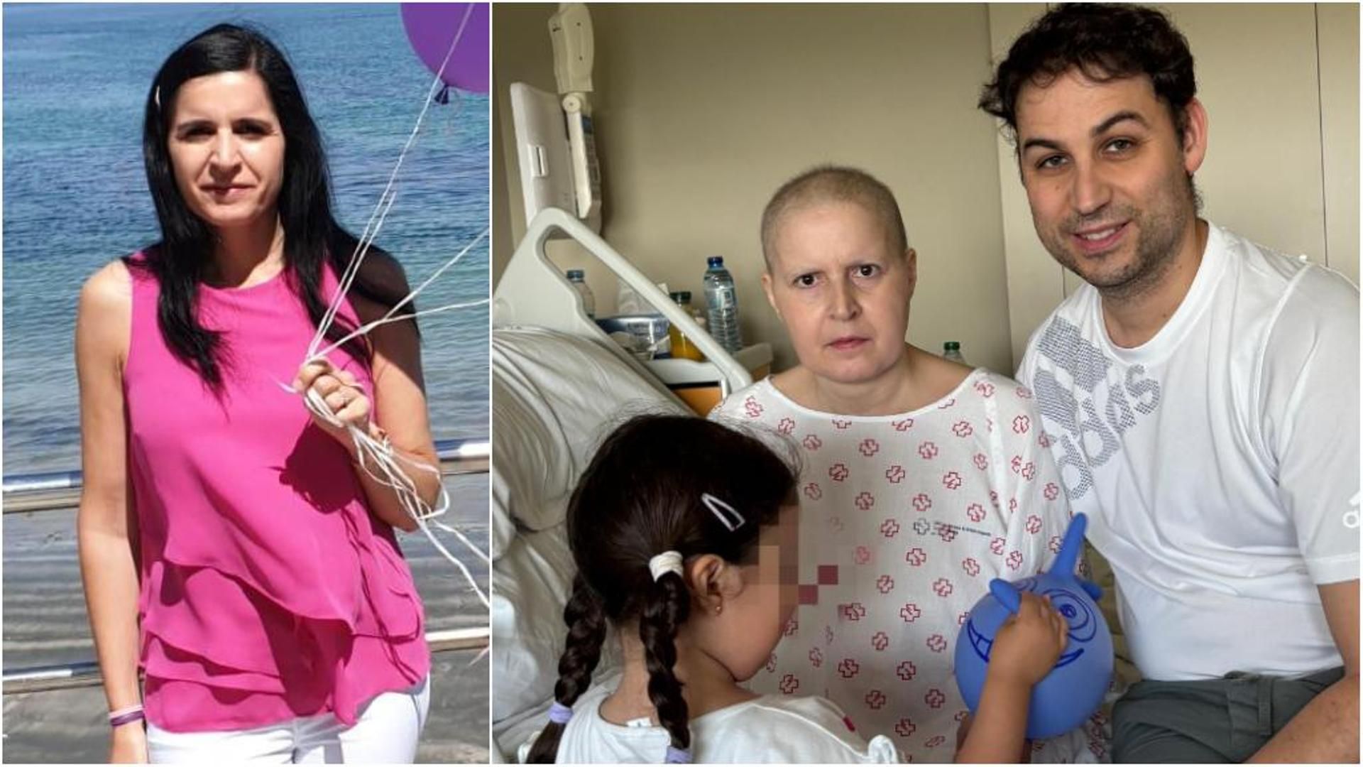 Amaya, antes y después del diagnóstico. En la imagen de la izquierda, junto a Pablo y su hija Elsa