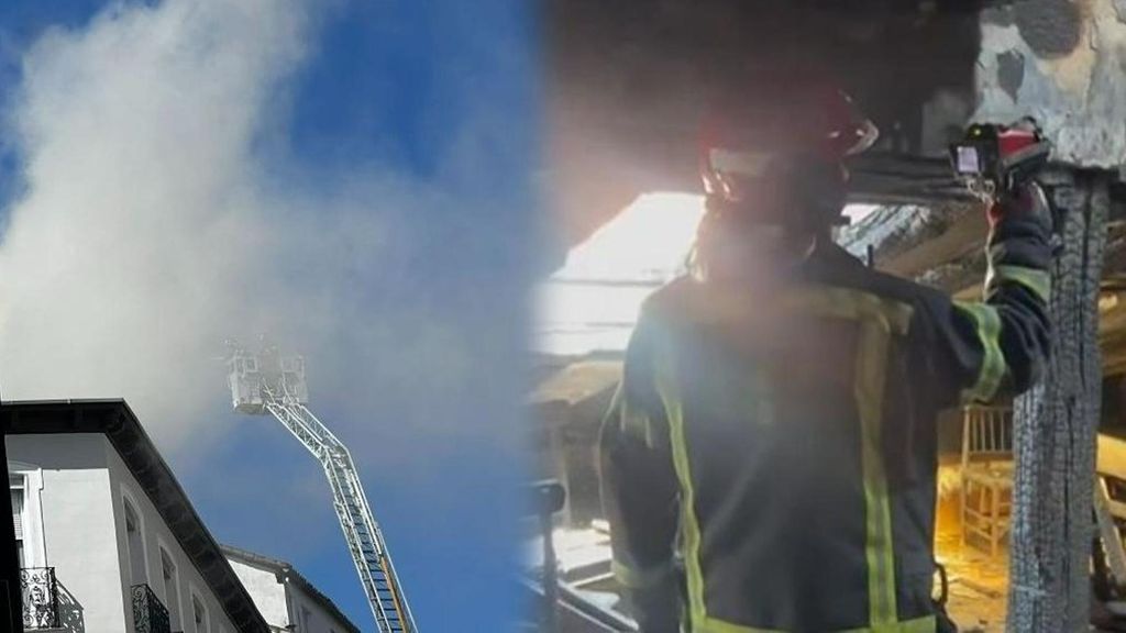 Incendio en un edificio de la calle del Prado de Madrid con dos heridos: los bomberos consiguen extinguir las llamas