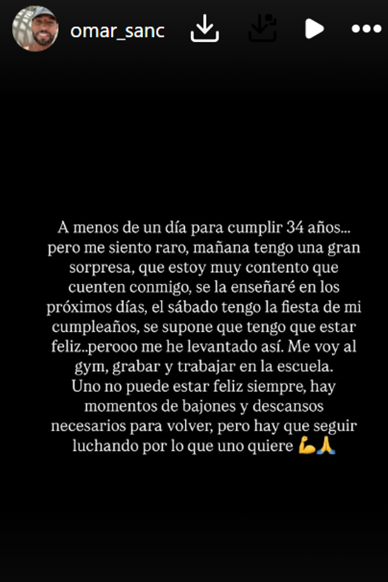Omar Sánchez no está pasando por un buen momento: así se lo ha contado a sus seguidores