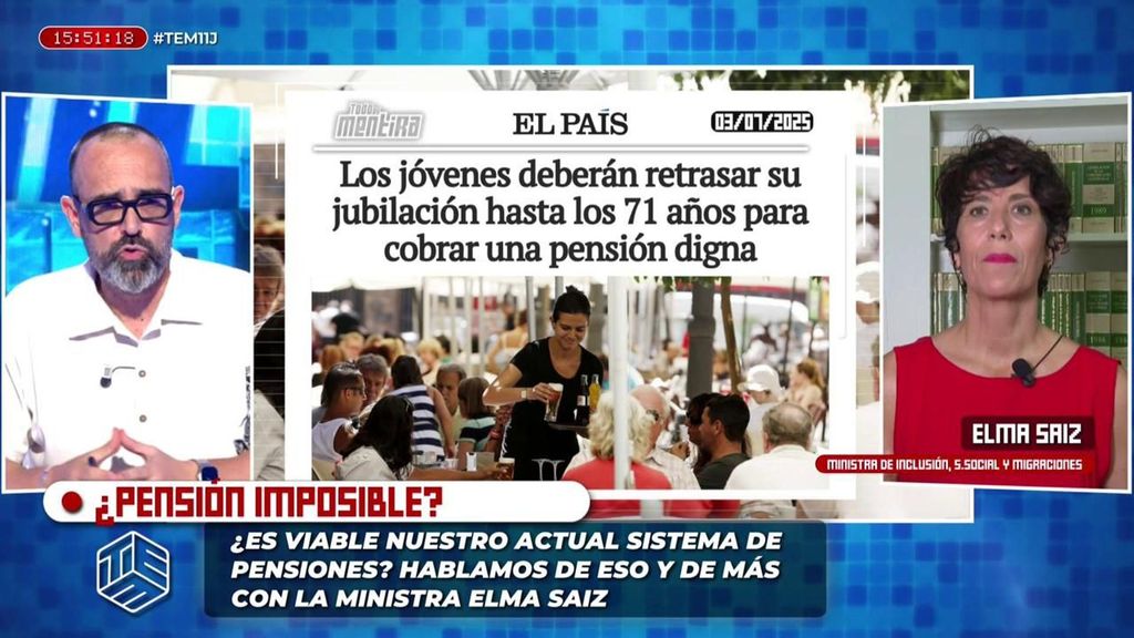 Risto Mejide, a Elma Saiz al plantearle un tema sobre pensiones: "Me gustaría que me contestara alguna pregunta"