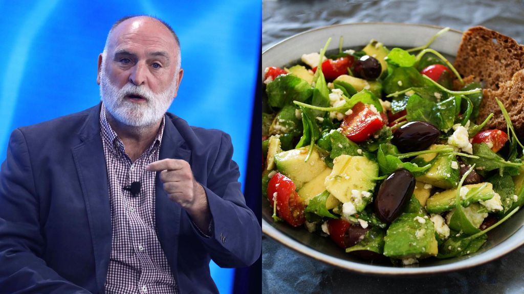El chef José Andrés y una ensalada, en un montaje de fotos